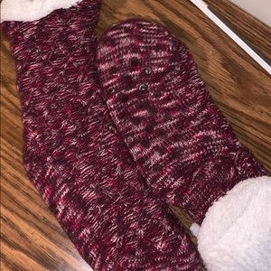 2 pairs warm fuzzy grip slipper socks 00043